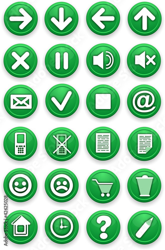 Illustration: Set of icons. Pictograms of green color. Set of icons. Pictograms of green color.