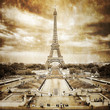 Eiffel tower from Trocadero monochrome vintage