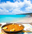 Paella mediterranean rice food in balearic islands