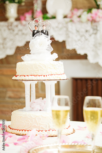 Photo: Wedding Cake with Two Groom Topper Wedding Cake with Two Groom Topper