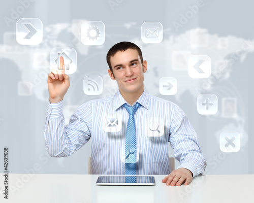 Photo: Business person and finance related background Business person and finance related background