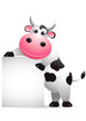 Vektor: funny cow with blank sign funny cow with blank sign