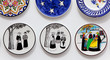 Photo: Ibiza typical painted plates souvenir with payes Ibiza typical painted plates souvenir with payes