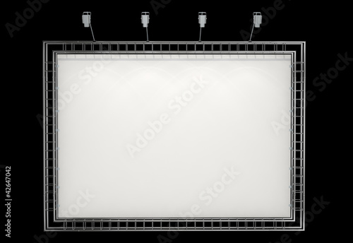 Photo: blank banner on truss system isolated on black blank banner on truss system isolated on black