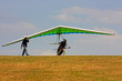 Hang glider pilot in Italian mountains
