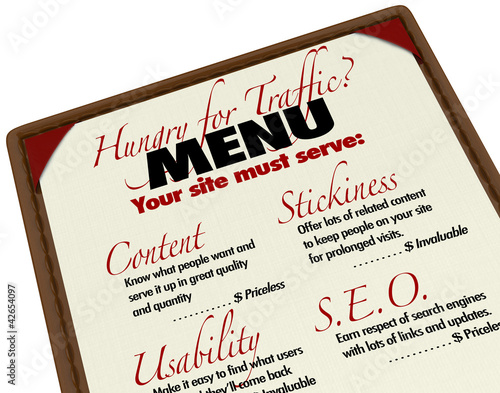 Illustration: Menu Hungry for Web Traffic Grow Online SEO Ranking Menu Hungry for Web Traffic Grow Online SEO Ranking