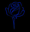 Illustration: Abstract blue stylised rose on black background Abstract blue stylised rose on black background