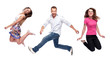 Foto: Group of happy young people jumping Group of happy young people jumping