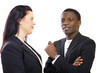 Photo: Multiethnic business people in serious conversation Multiethnic business people in serious conversation