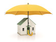 Illustration: 3d illustration: Protecting homes from poor conditions, an umbre 3d illustration: Protecting homes from poor conditions, an umbre