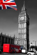 Big Ben with red city bus in London, UK