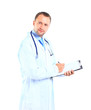 Foto: portrait of doctor in white coat and stethoscope portrait of doctor in white coat and stethoscope