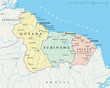 Guyana, Suriname and French Guiana - Map