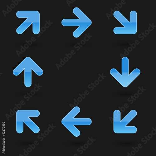 Vector: Vector glassy blue arrow web icon button with drop shadow. Vector glassy blue arrow web icon button with drop shadow.