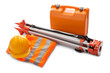 Survey equipment in carrying case