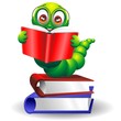Verme Cartoon Con Libro-Worm Cartoon with Books-Vector