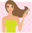 Illustration: Attractive young woman combing her hair Attractive young woman combing her hair