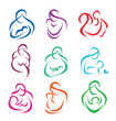 Vector: big set of mother and baby symbols big set of mother and baby symbols