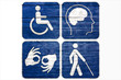 Four Grunge disabled symbols