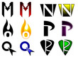 Superhero or athletics symbols m-r