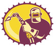 Vektor: Welder Worker Welding Torch Retro Welder Worker Welding Torch Retro