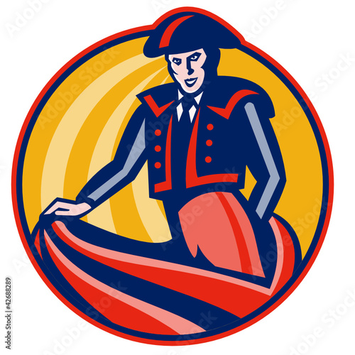Vektor: Matador Bullfighter Cape Retro Matador Bullfighter Cape Retro