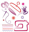 sewing tools and objects set