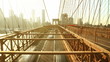 city traffic on Brooklyn bridge at sunset, time lapse