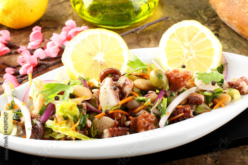 Photo: Octopus salad with vegetables and beans Octopus salad with vegetables and beans