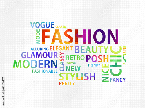 Illustration: White no-stripe background with the color words of the fashion White no-stripe background with the color words of the fashion