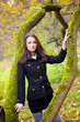 Beautiful young women in the autumn park