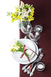 Festive table setting in brown