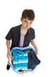 Photo: Boy holding a basket of clothes Boy holding a basket of clothes