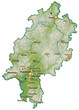 Landkarte von Hessen mit Schummerung