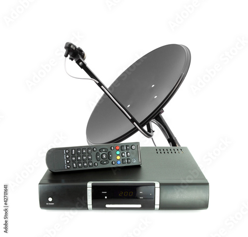 Photo: Set of receive box remote and dish antenna Set of receive box remote and dish antenna