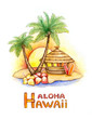 Illustration: Watercolor illustration of tropical island Watercolor illustration of tropical island