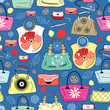 texture of bright handbags