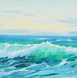 morning on mediterranean sea, wave,  illustration, painting by o