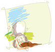 Young woman asleep in a meadow of green grass