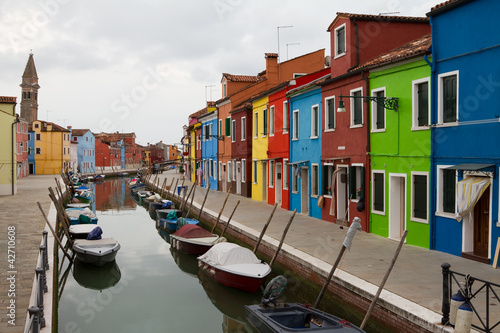 Photo: Burano, canal and colourful houses. Burano, canal and colourful houses.
