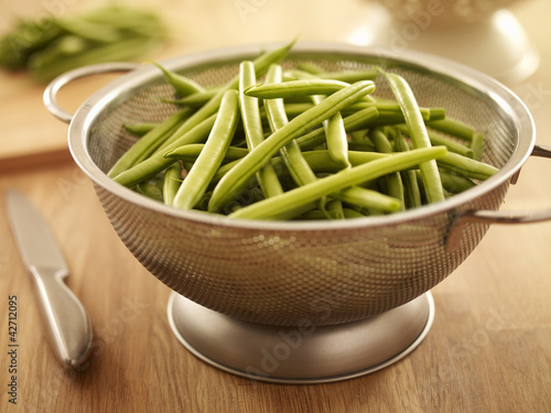 Photo: Green beans in colander Green beans in colander