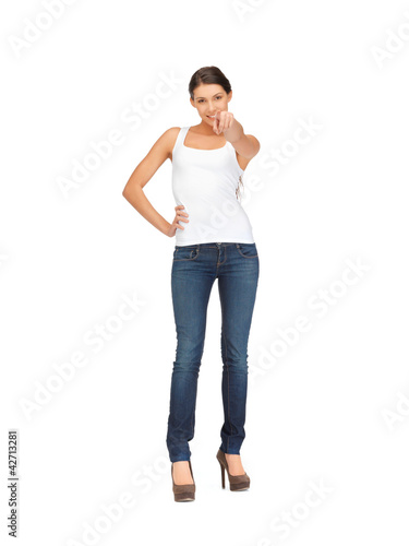 Photo: teenage girl poining her finger teenage girl poining her finger