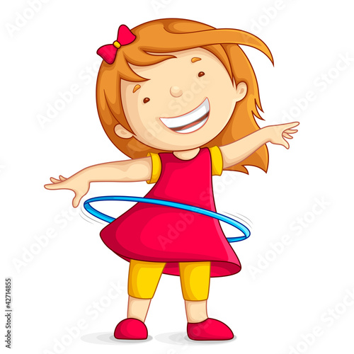 Vektor: Girl Playing with Hula Hoop Girl Playing with Hula Hoop