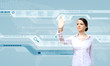 Businesswoman and touch screen technology