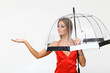 Photo: Portrait of young woman with umbrella Portrait of young woman with umbrella