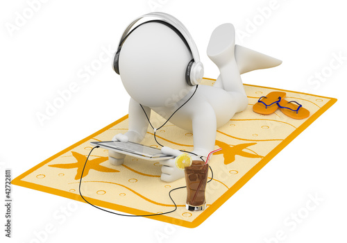 Illustration: 3D white people. Summer day 3D white people. Summer day