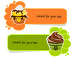 Vektor: Muffin, Cupcakes Icon mit Textfeld Muffin, Cupcakes Icon mit Textfeld
