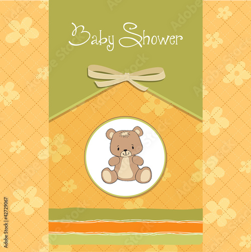 Vector: baby shower card with teddy baby shower card with teddy