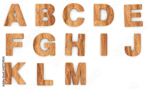 Illustration: 3d Font Wood A - M 3d Font Wood A - M