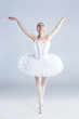 Modern style dancer posing on studio background
